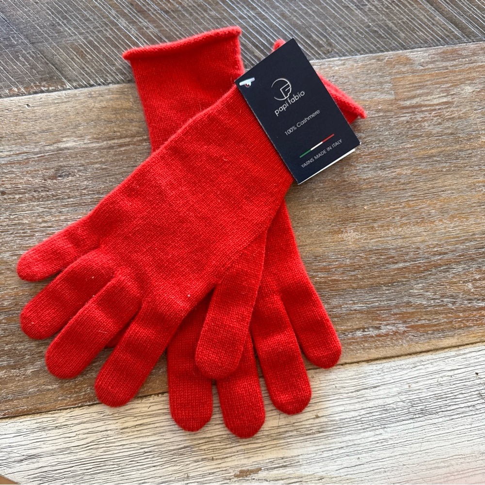 Vibrant Red 100 % Cashmere Mittens